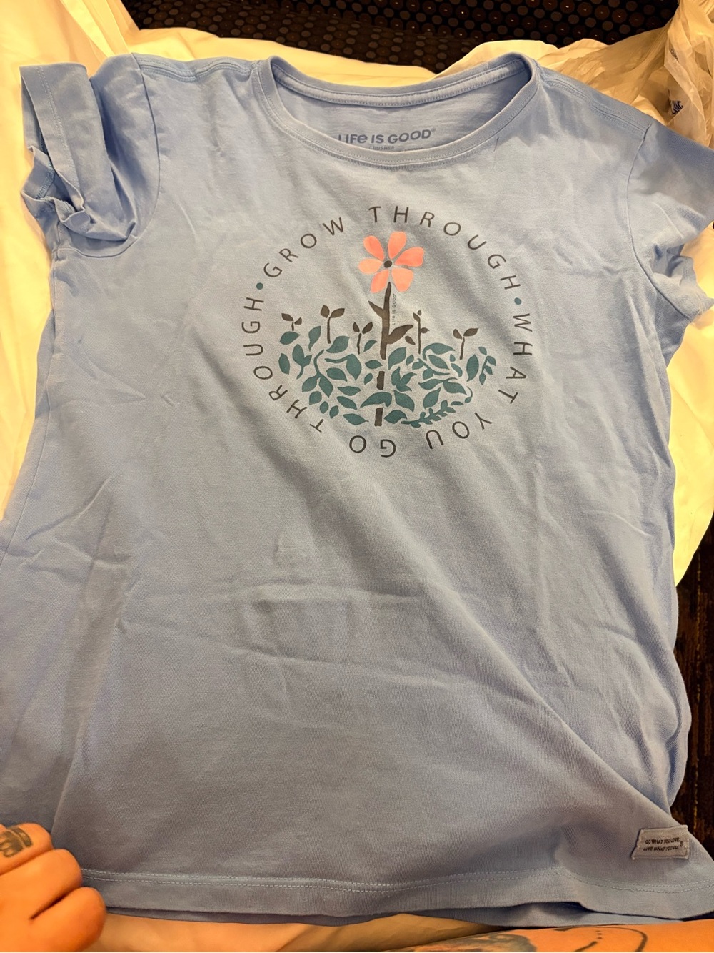 Life Is Good Light Blue Floral Circle Graphic Tee